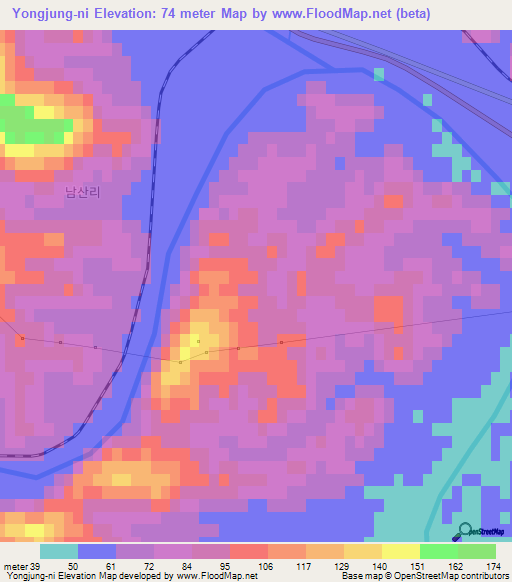 Yongjung-ni,North Korea Elevation Map
