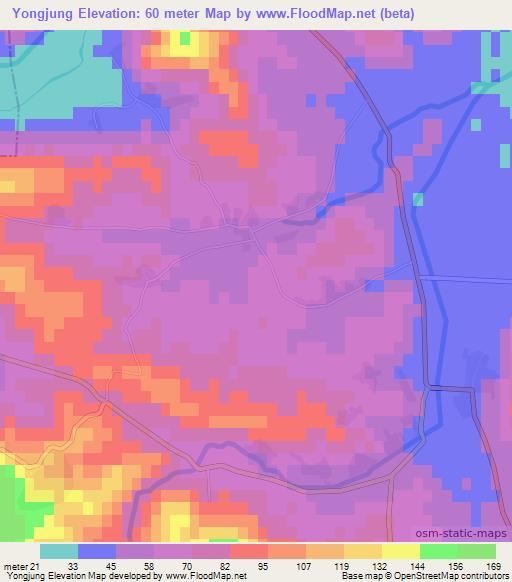 Yongjung,North Korea Elevation Map