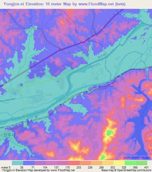 Yongjon-ni,North Korea Elevation Map