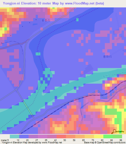 Yongjon-ni,North Korea Elevation Map