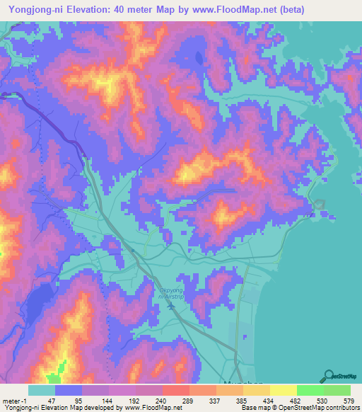 Yongjong-ni,North Korea Elevation Map