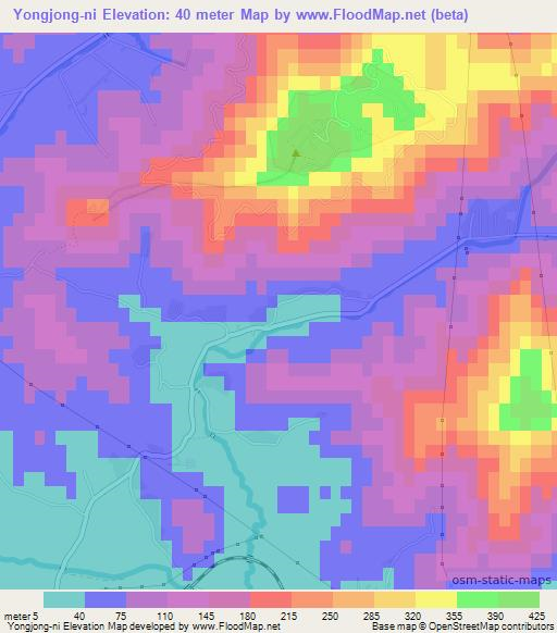 Yongjong-ni,North Korea Elevation Map