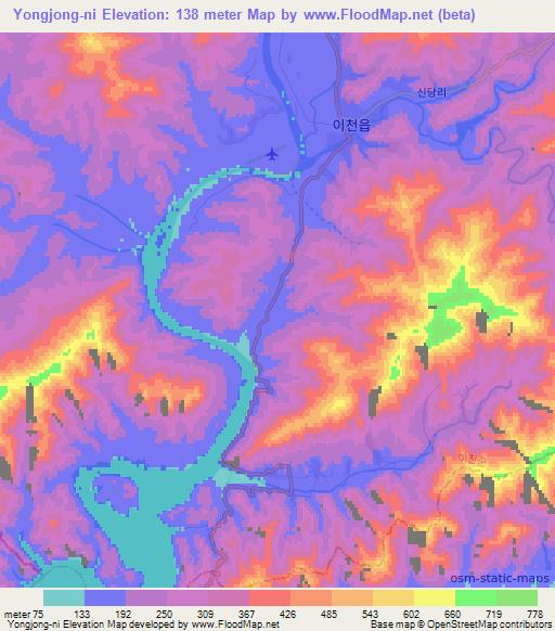 Yongjong-ni,North Korea Elevation Map