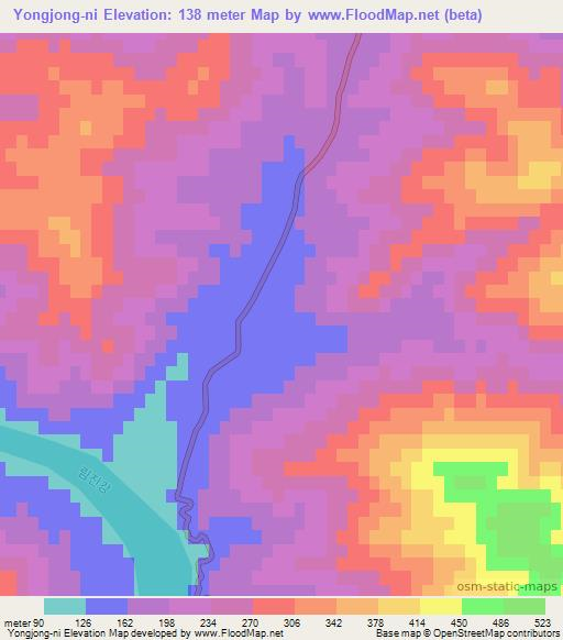 Yongjong-ni,North Korea Elevation Map
