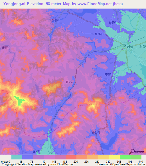 Yongjong-ni,North Korea Elevation Map