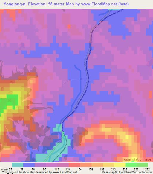 Yongjong-ni,North Korea Elevation Map