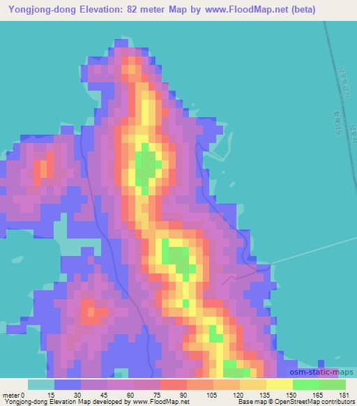 Yongjong-dong,North Korea Elevation Map