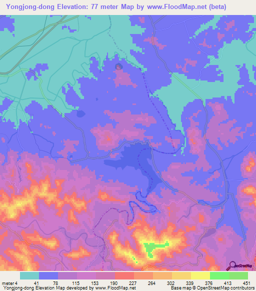 Yongjong-dong,North Korea Elevation Map