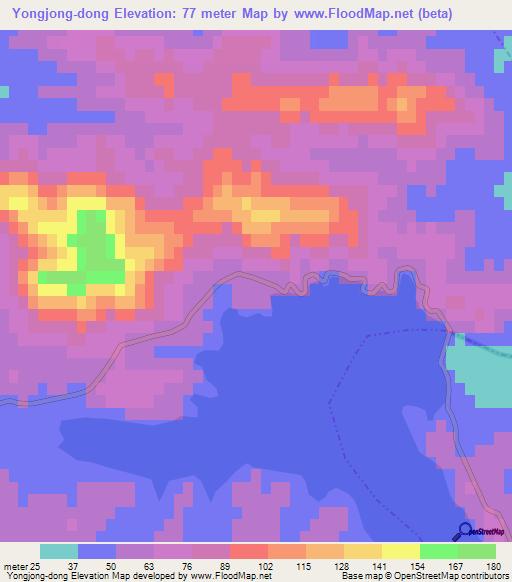 Yongjong-dong,North Korea Elevation Map