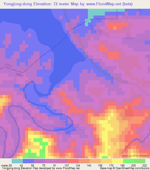 Yongjong-dong,North Korea Elevation Map