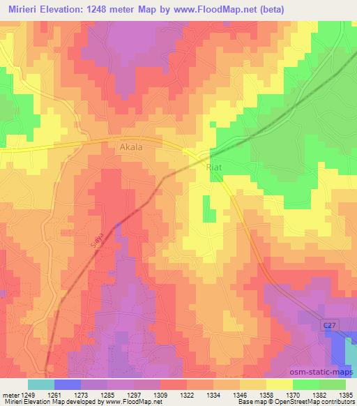 Mirieri,Kenya Elevation Map