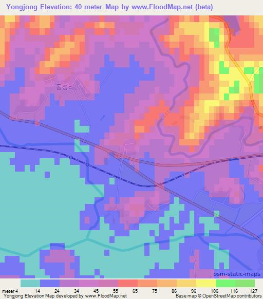 Yongjong,North Korea Elevation Map