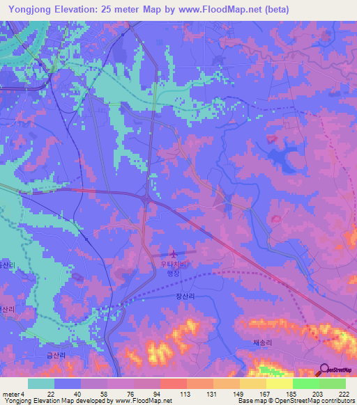 Yongjong,North Korea Elevation Map