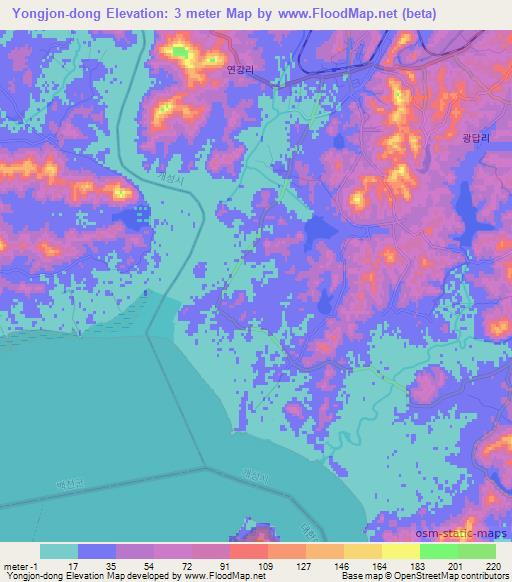 Yongjon-dong,North Korea Elevation Map