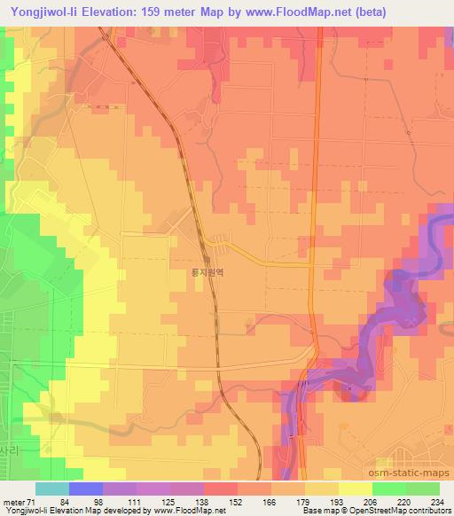 Yongjiwol-li,North Korea Elevation Map