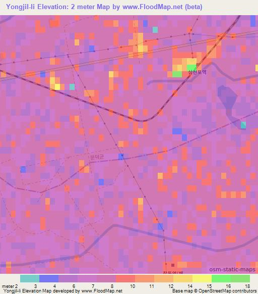 Yongjil-li,North Korea Elevation Map