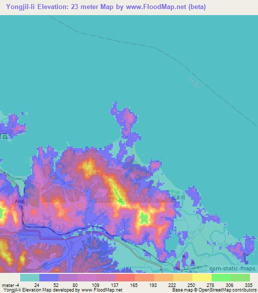 Yongjil-li,North Korea Elevation Map