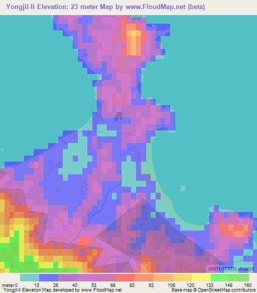 Yongjil-li,North Korea Elevation Map