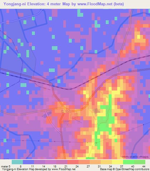 Yongjang-ni,North Korea Elevation Map