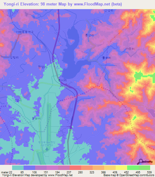 Yongi-ri,North Korea Elevation Map
