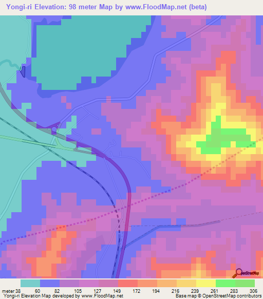 Yongi-ri,North Korea Elevation Map