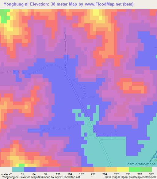 Yonghung-ni,North Korea Elevation Map