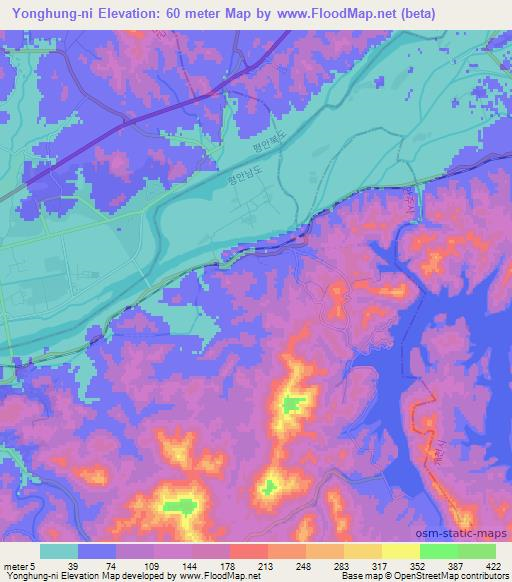 Yonghung-ni,North Korea Elevation Map
