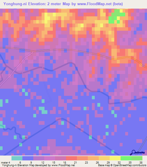 Yonghung-ni,North Korea Elevation Map