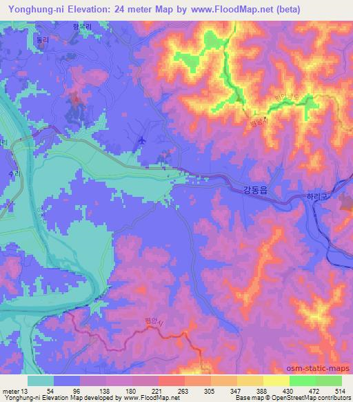 Yonghung-ni,North Korea Elevation Map