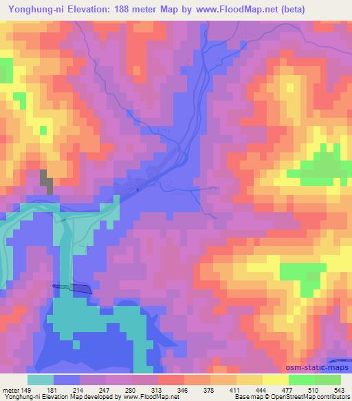 Yonghung-ni,North Korea Elevation Map