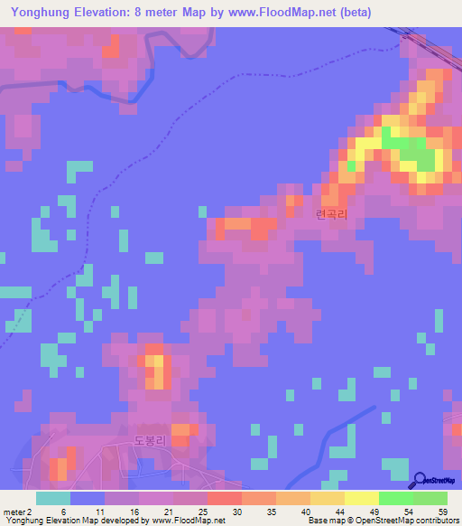 Yonghung,North Korea Elevation Map