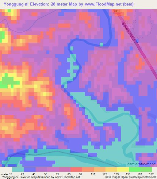 Yonggung-ni,North Korea Elevation Map