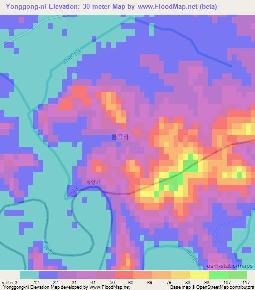 Yonggong-ni,North Korea Elevation Map