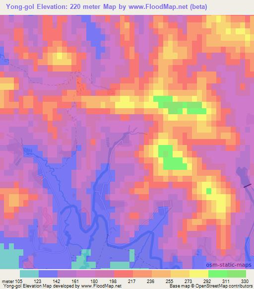 Yong-gol,North Korea Elevation Map