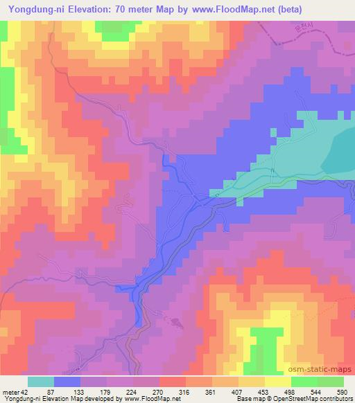 Yongdung-ni,North Korea Elevation Map