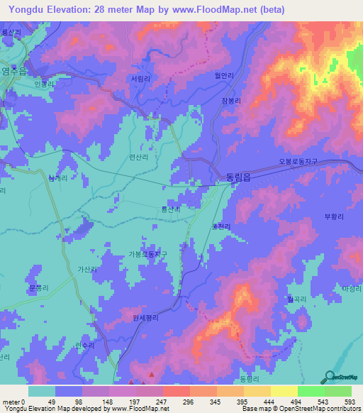 Yongdu,North Korea Elevation Map