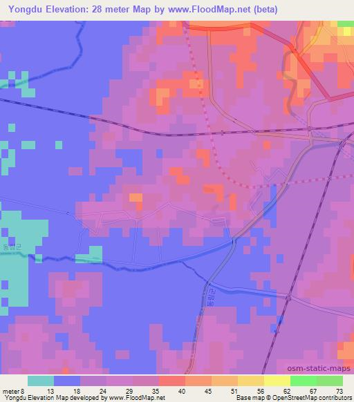 Yongdu,North Korea Elevation Map