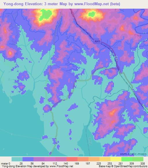Yong-dong,North Korea Elevation Map