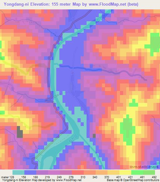 Yongdang-ni,North Korea Elevation Map
