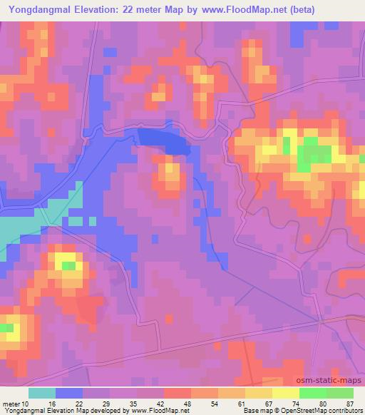 Yongdangmal,North Korea Elevation Map