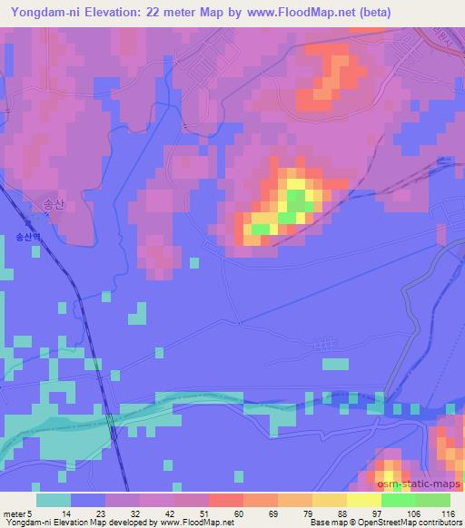 Yongdam-ni,North Korea Elevation Map