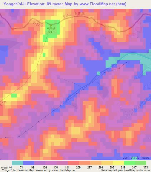 Yongch'ol-li,North Korea Elevation Map