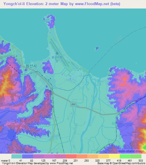 Yongch'ol-li,North Korea Elevation Map