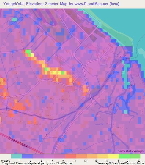 Yongch'ol-li,North Korea Elevation Map
