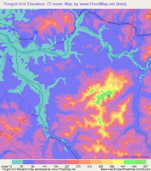 Yongch'ol-li,North Korea Elevation Map