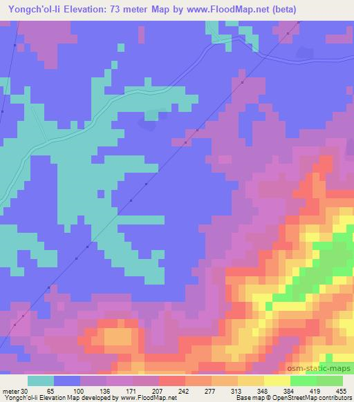 Yongch'ol-li,North Korea Elevation Map