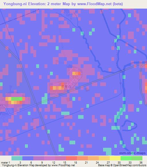 Yongbung-ni,North Korea Elevation Map