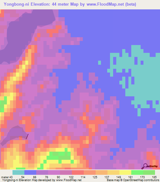 Yongbong-ni,North Korea Elevation Map