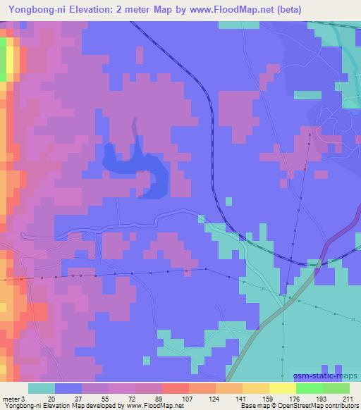 Yongbong-ni,North Korea Elevation Map