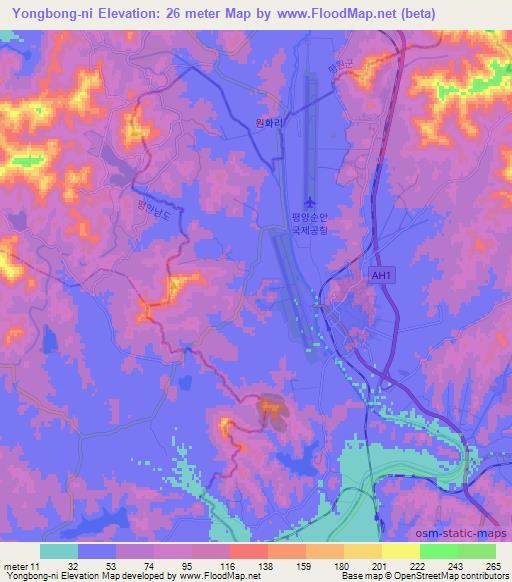 Yongbong-ni,North Korea Elevation Map